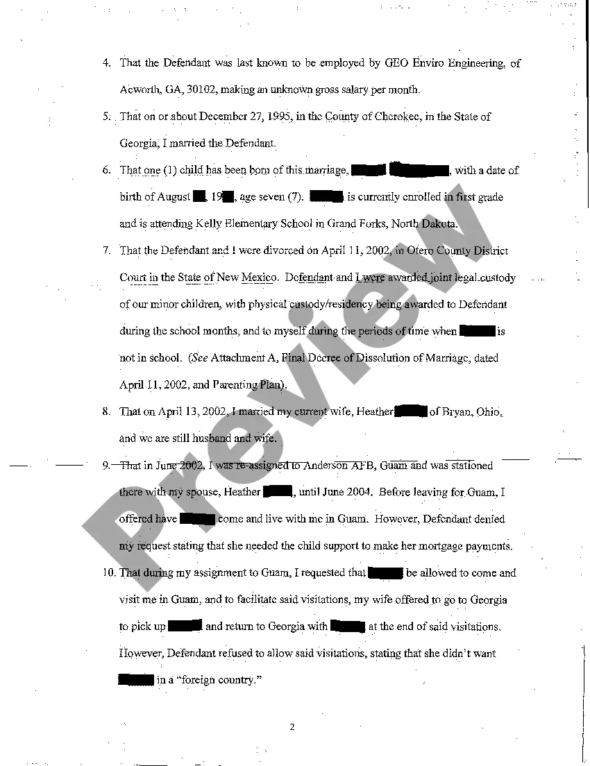 Preview A02 Affidavit in Support of Plaintiff's Motion for Ex Parte Order