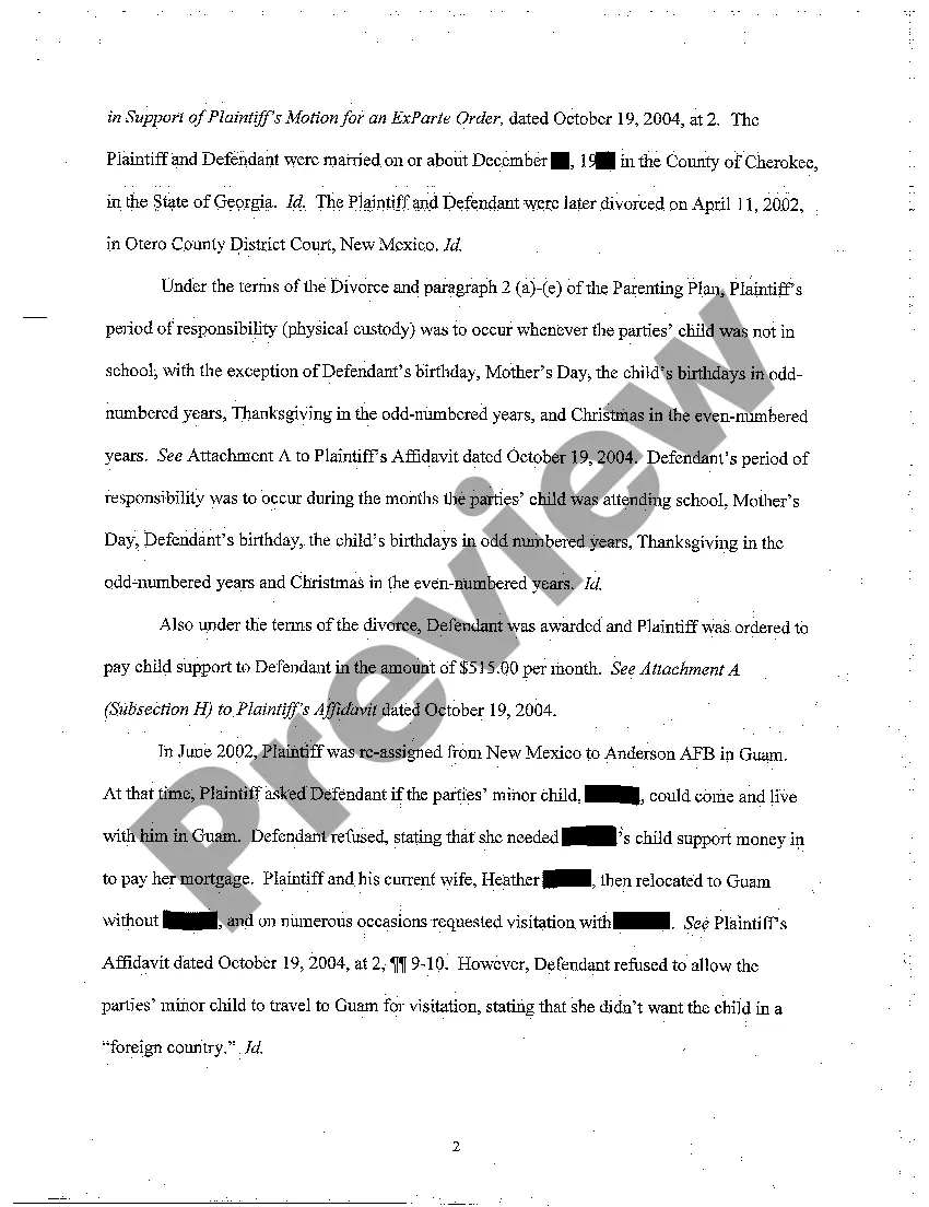 Preview A01 Plaintiff's Brief in Support of Motion for Emergency Interim Order