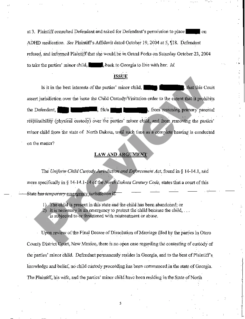 Preview A01 Plaintiff's Brief in Support of Motion for Emergency Interim Order