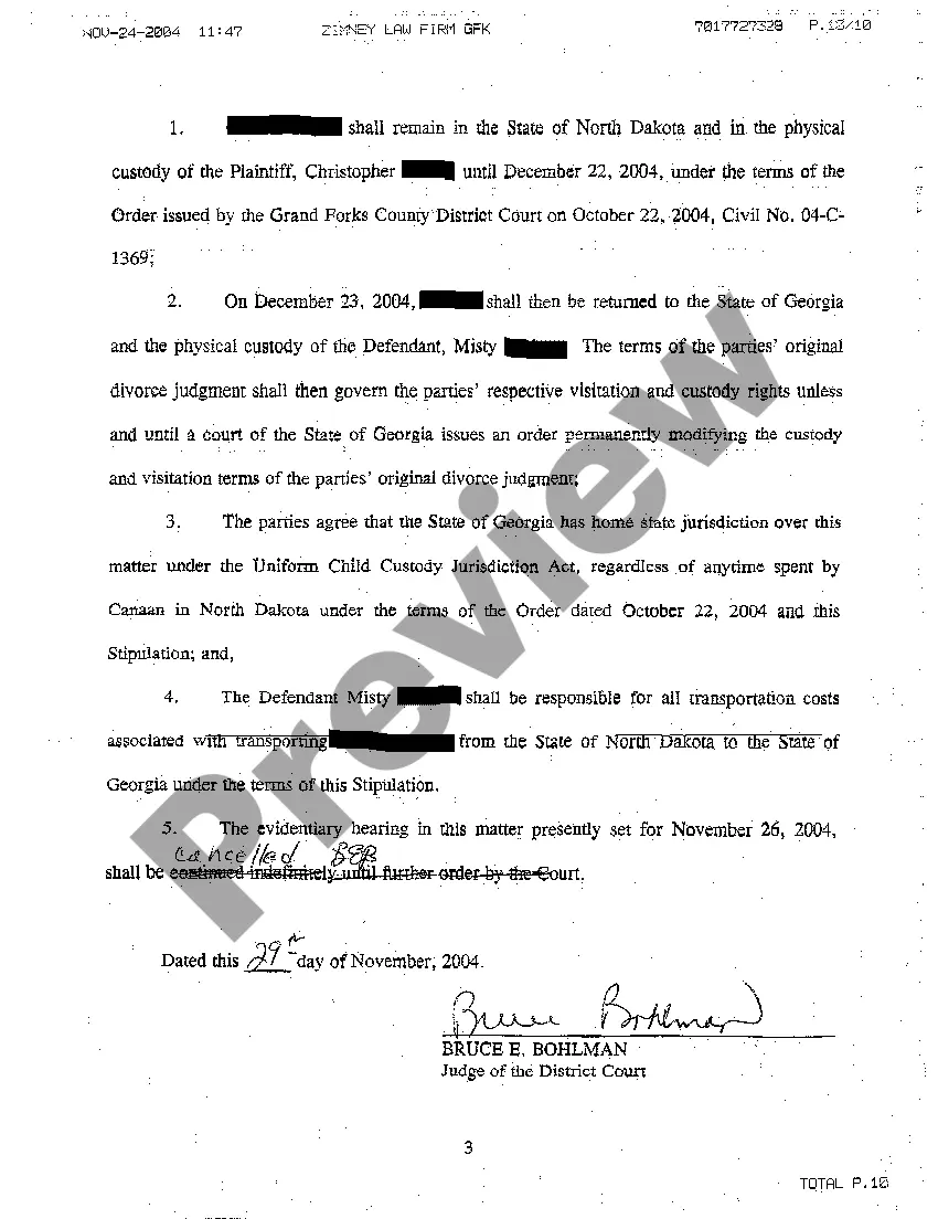 Preview A05 Order Accepting Parties' Stipulation