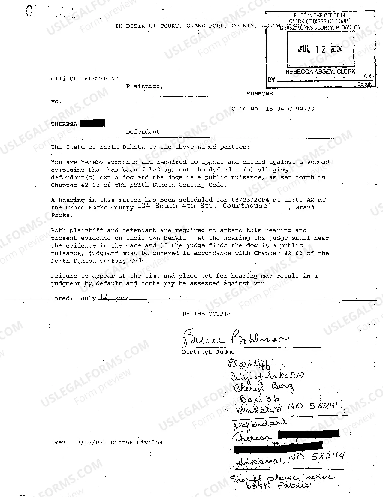 Preview A01 Complaint of Dog as a Public Nuisance