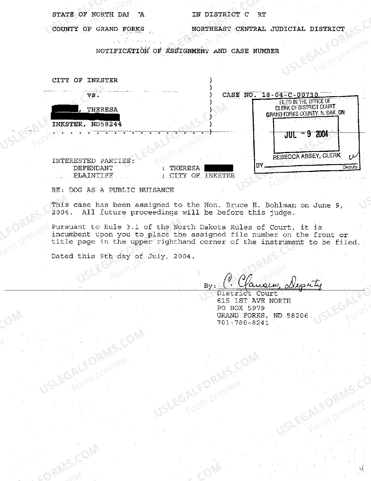 Preview A01 Complaint of Dog as a Public Nuisance