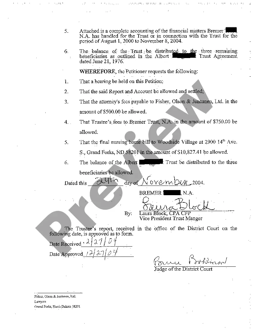 Preview A04 Notice to Beneficiaries and Trustee's Final Report and Account and Petition