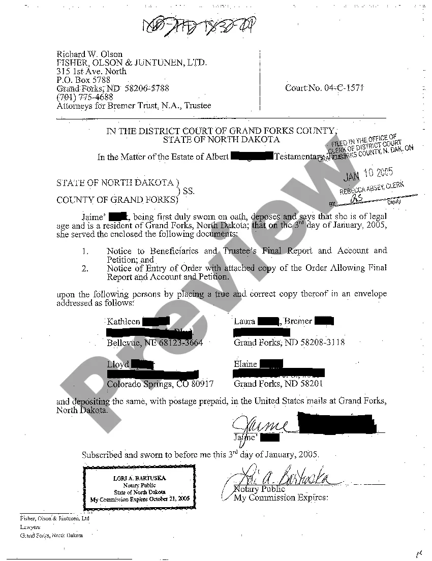 Preview A04 Notice to Beneficiaries and Trustee's Final Report and Account and Petition