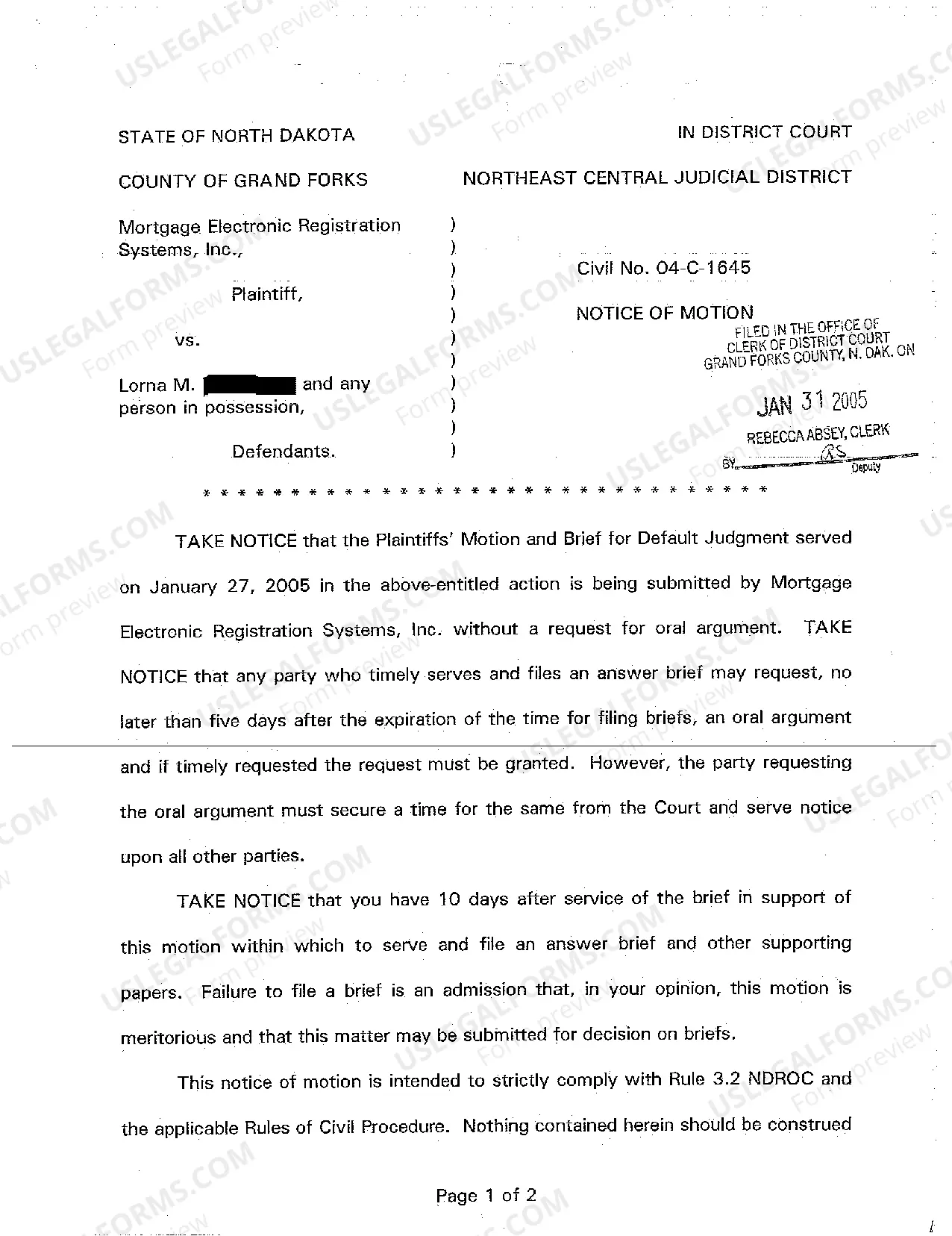 Preview A03 Motion and Brief for Default Judgment