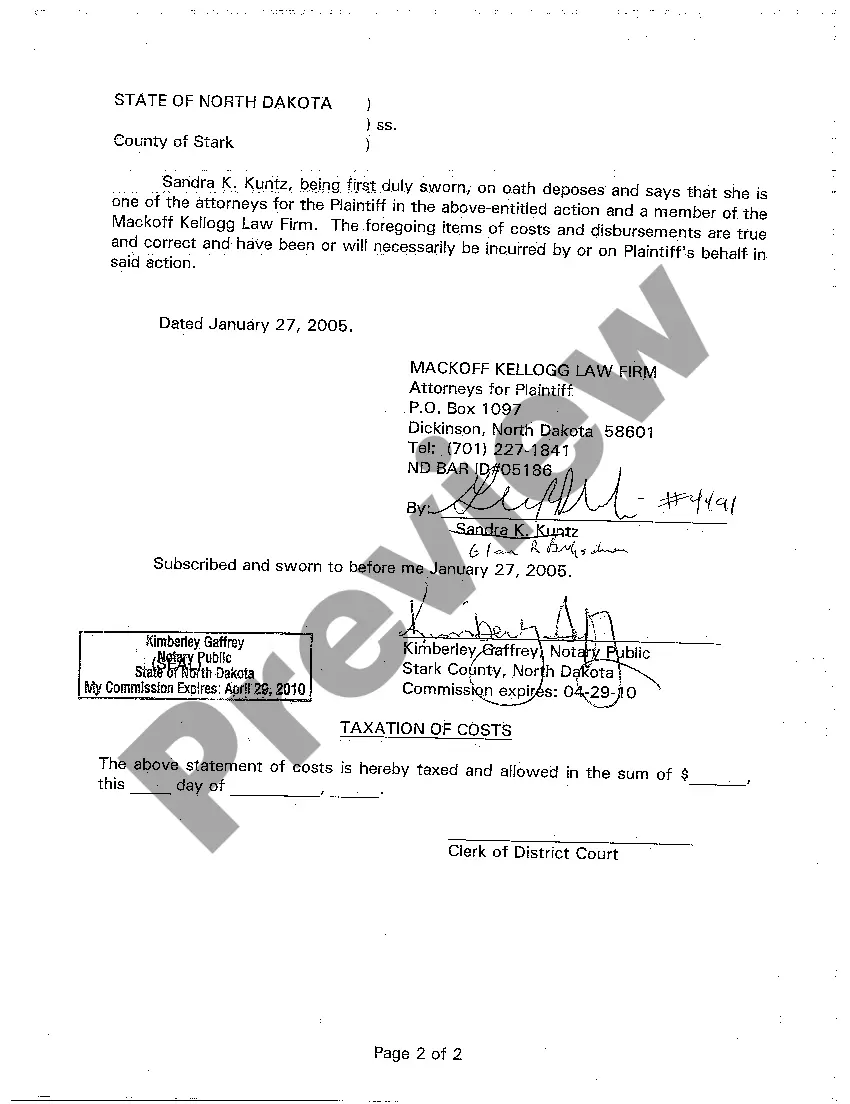Preview A06 Statement of Disbursements and Costs