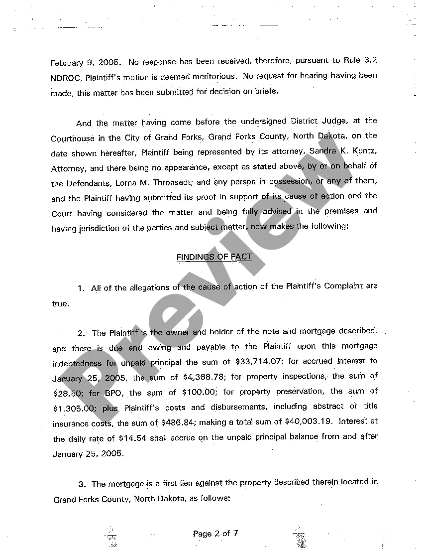 Get A07 Findings of Fact, Conclusions of Law and Order for Judgment Preview A07 Findings of Fact, Conclusions of Law and Order for Judgment