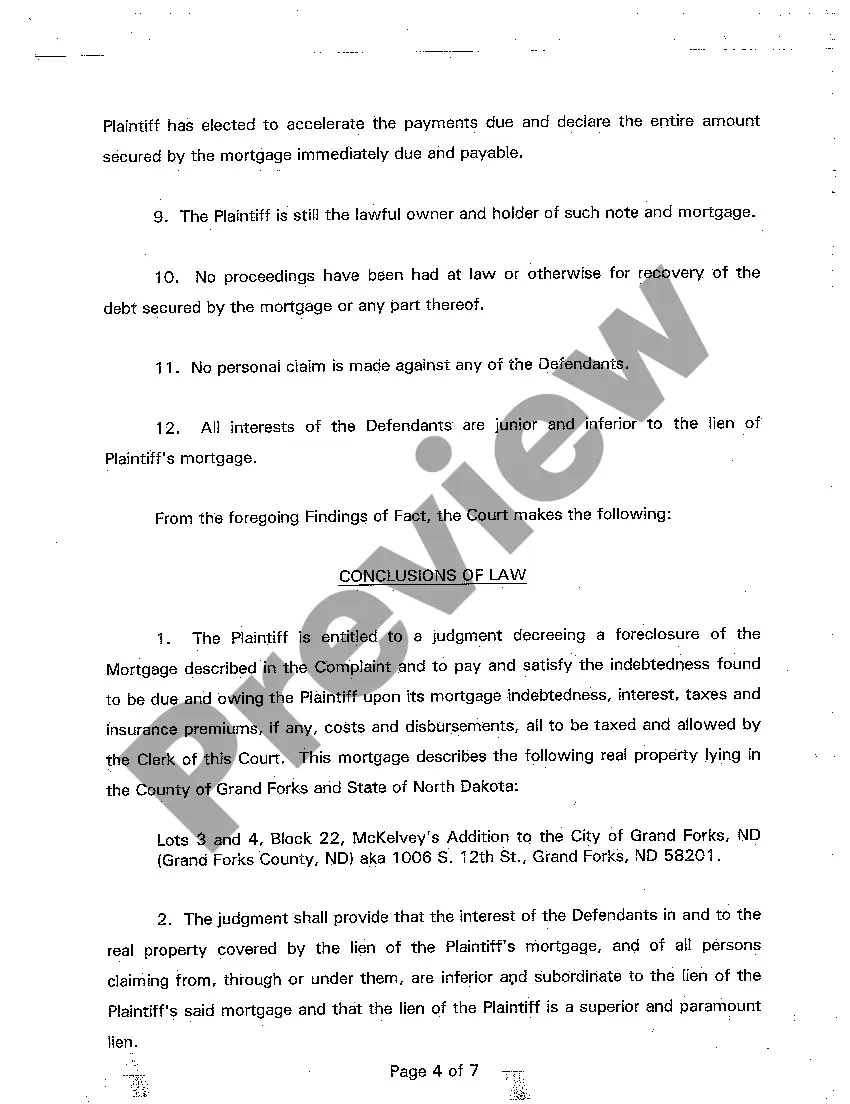 Get A07 Findings of Fact, Conclusions of Law and Order for Judgment Preview A07 Findings of Fact, Conclusions of Law and Order for Judgment