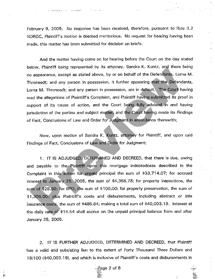 Preview A08 Judgment of Foreclosure by Sale