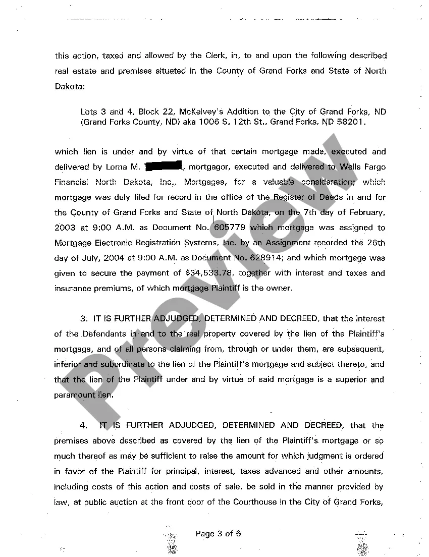 Preview A08 Judgment of Foreclosure by Sale