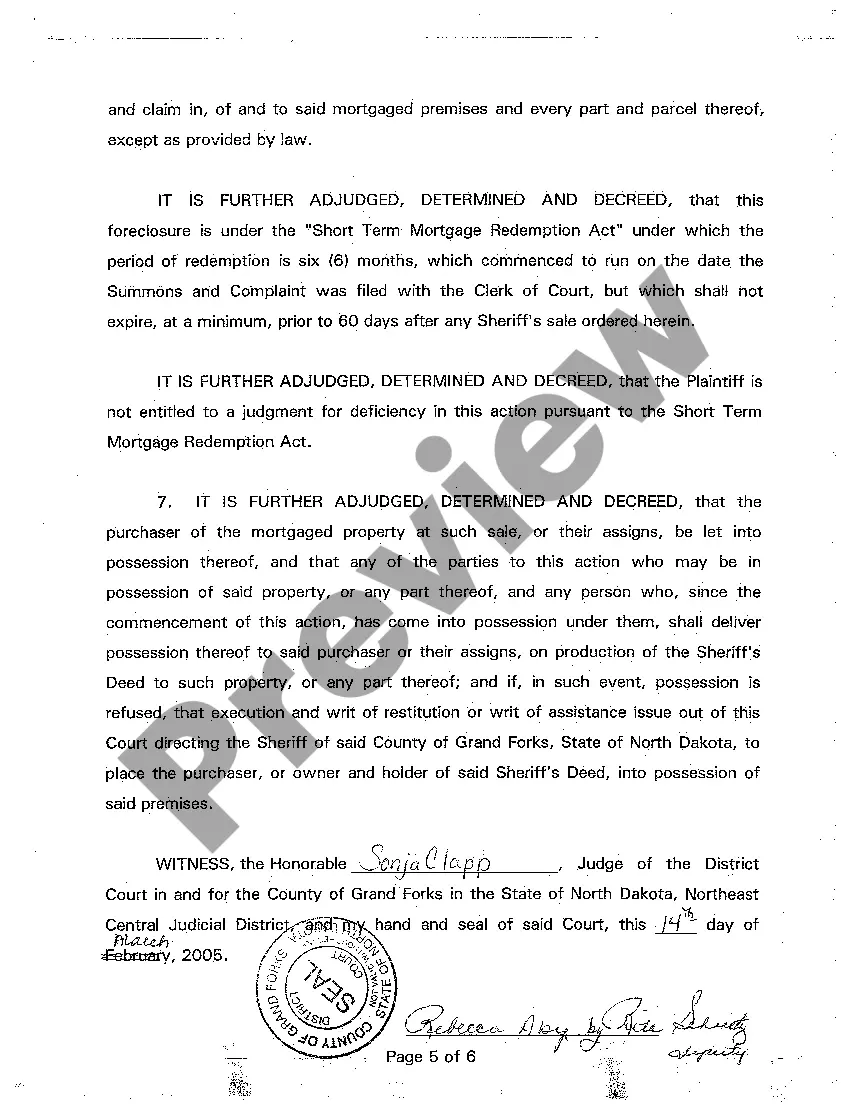 Preview A08 Judgment of Foreclosure by Sale