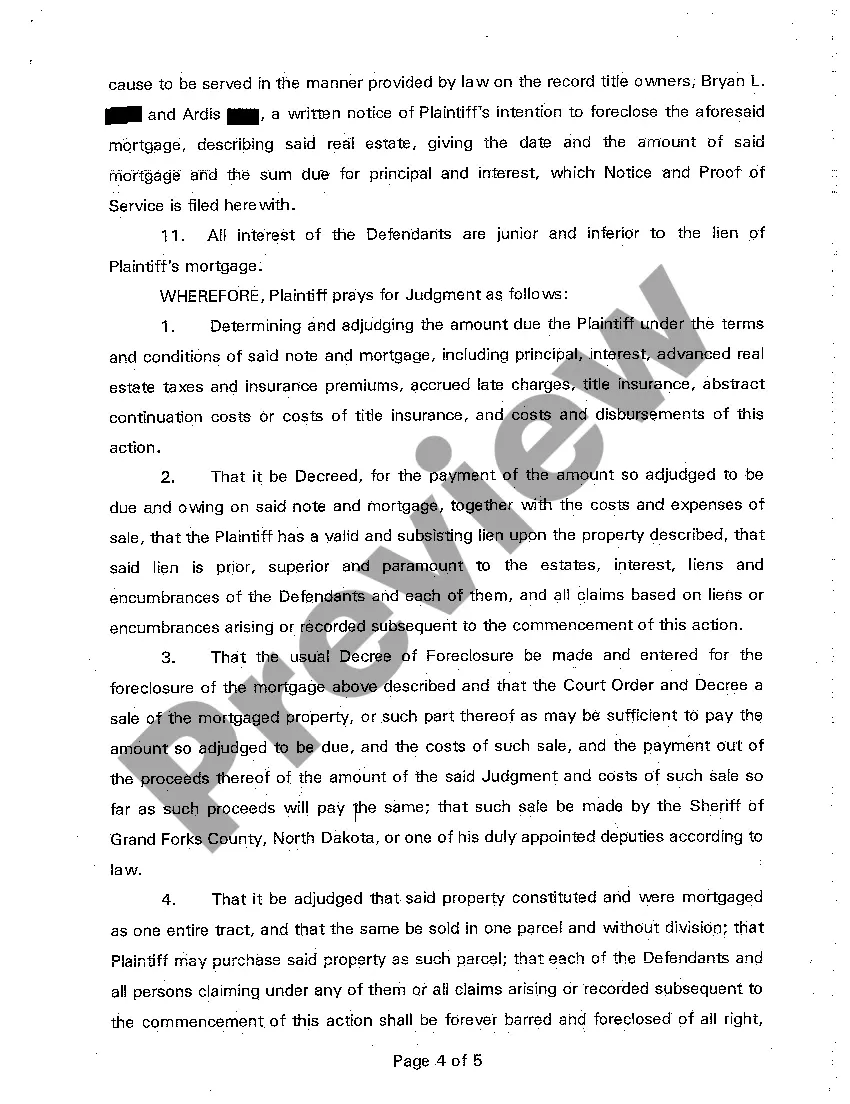 Preview A01 Complaint for Foreclosure by Sale and Deficiency Judgment