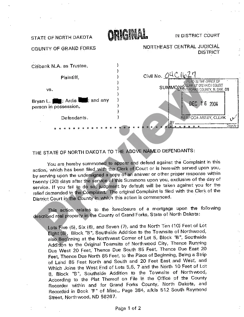 Preview A01 Complaint for Foreclosure by Sale and Deficiency Judgment