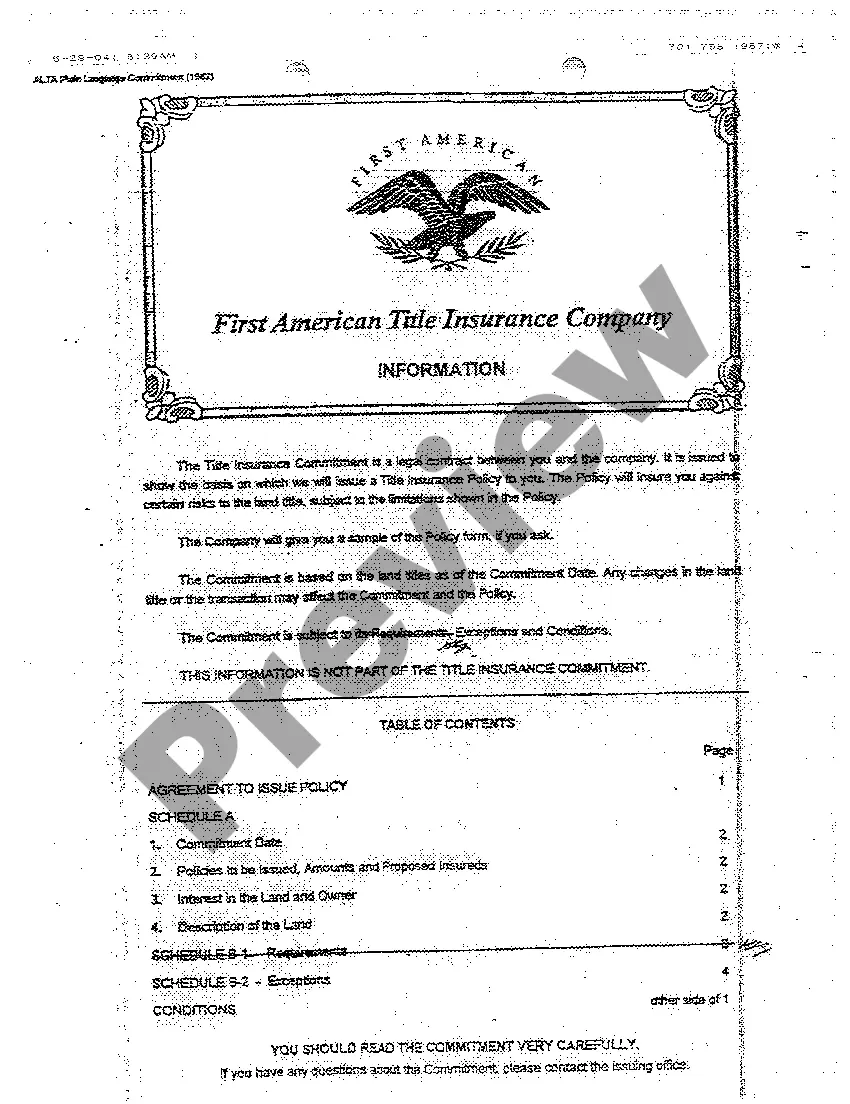 Get A05 Commitment for Title Insurance Preview A05 Commitment for Title Insurance