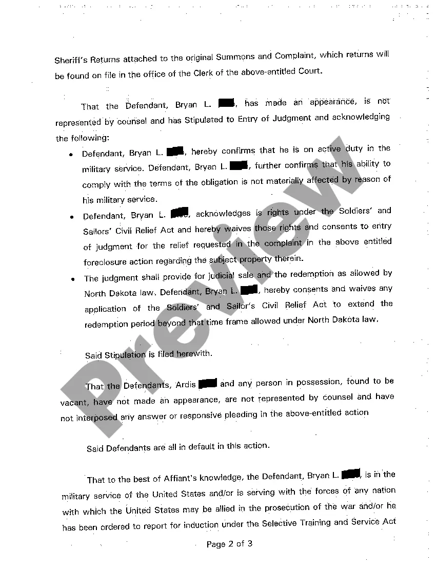 Preview A07 Affidavit of Default, Identity and Military Service
