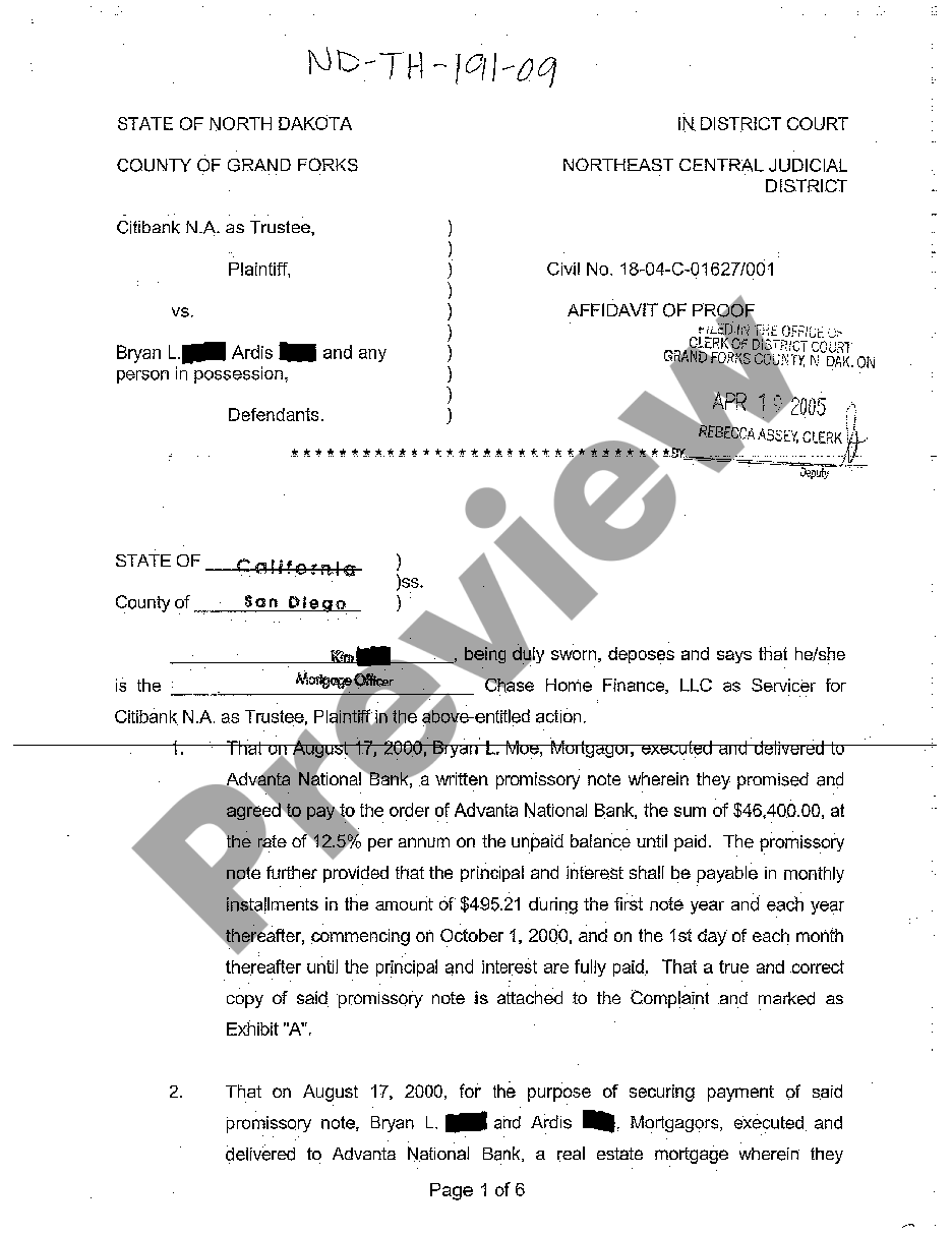 Fargo North Dakota Affidavit of Proof | US Legal Forms