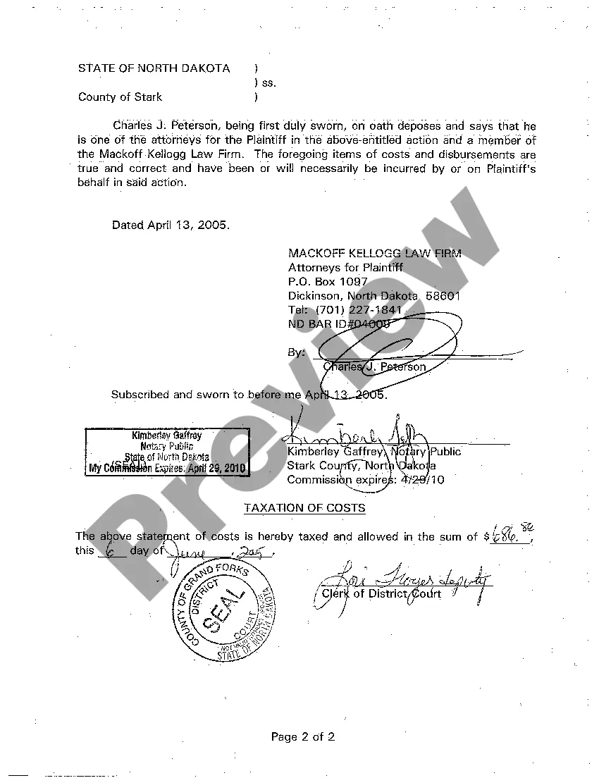 Get A10 Statement of Disbursements and Costs Preview A10 Statement of Disbursements and Costs