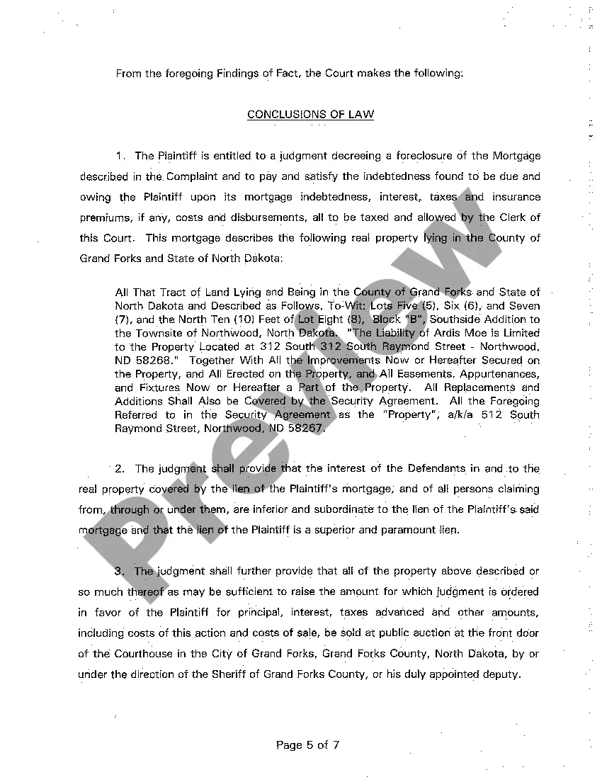 Get A11 Findings of Fact, Conclusions of Law and Order for Judgment Preview A11 Findings of Fact, Conclusions of Law and Order for Judgment