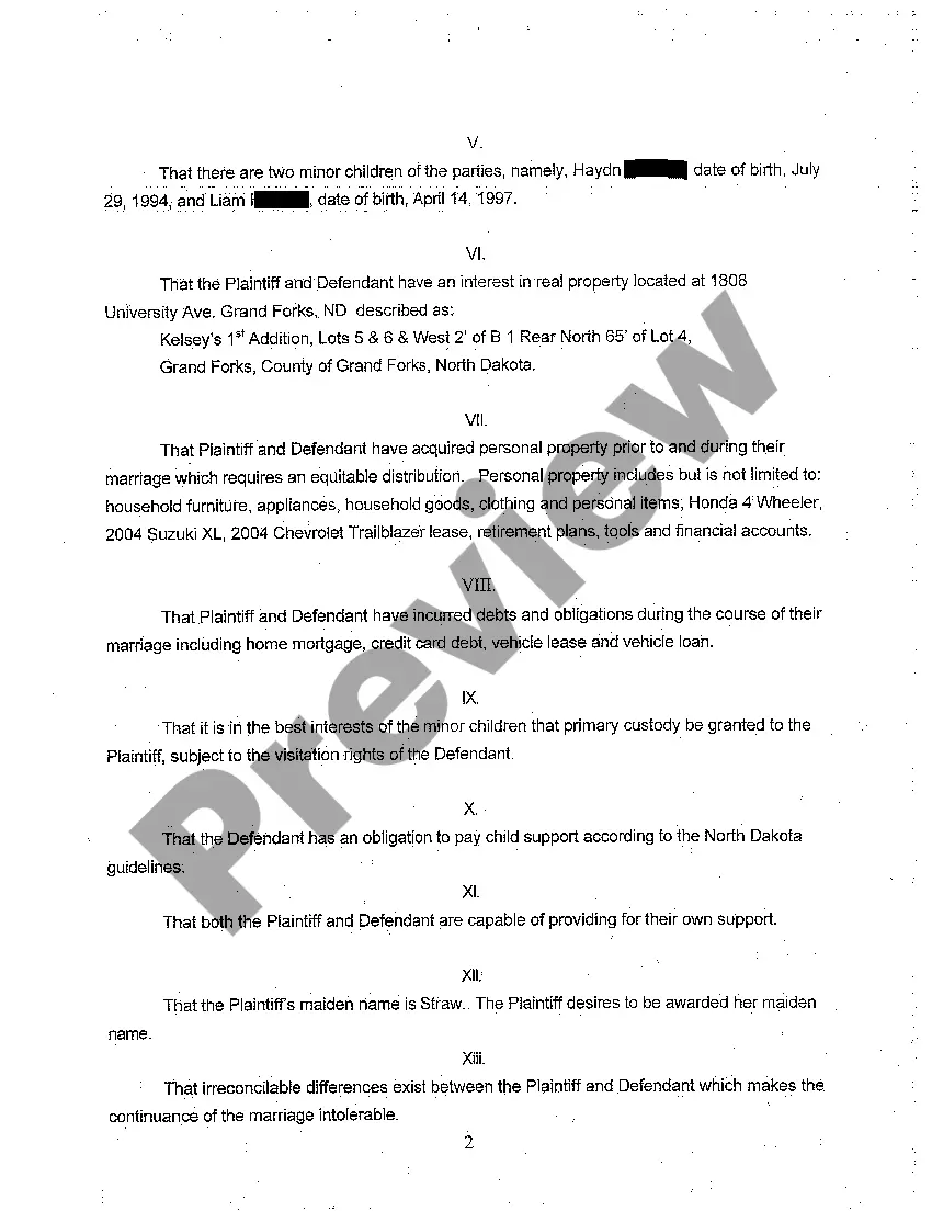 Get A01 Complaint for Divorce, Uncontested with Children Preview A01 Complaint for Divorce, Uncontested with Children