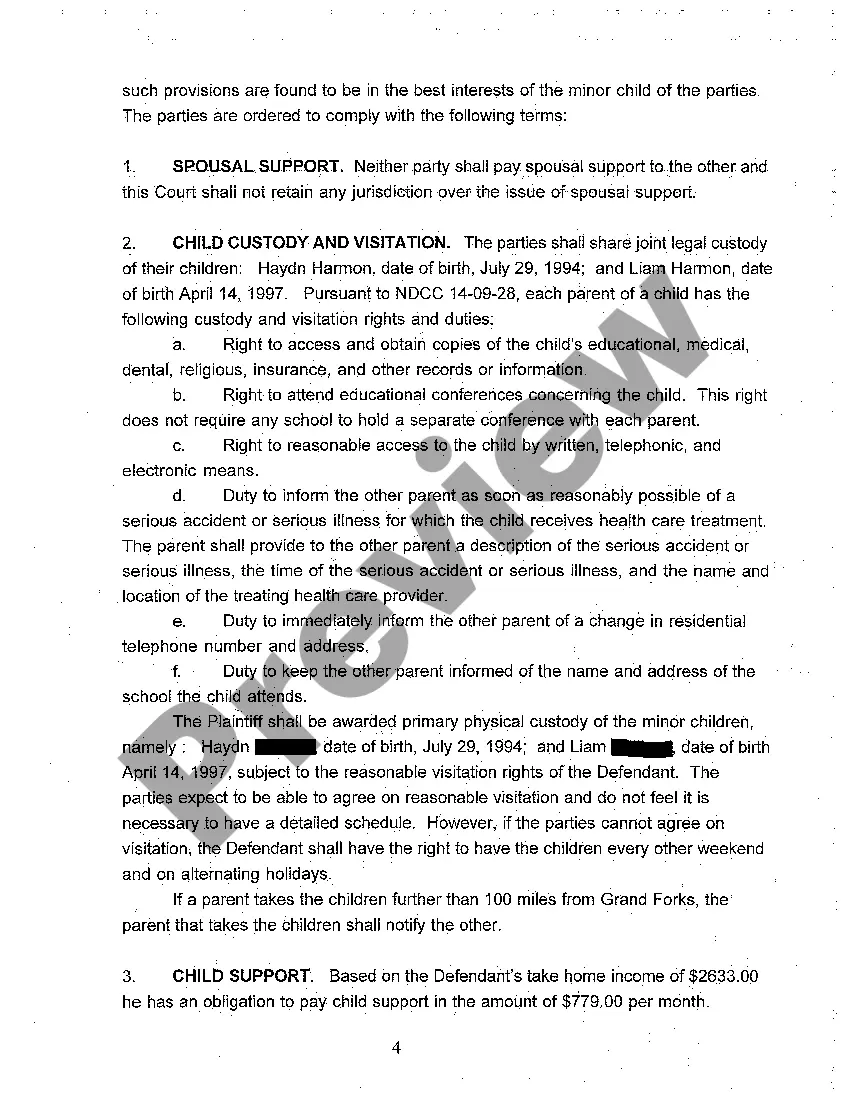 Preview A05 Findings of Fact, Conclusions of Law, Order for Judgment and Judgment