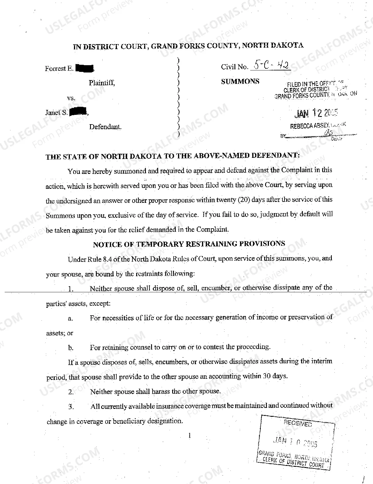 Preview A01 Complaint for Divorce, Uncontested with Children