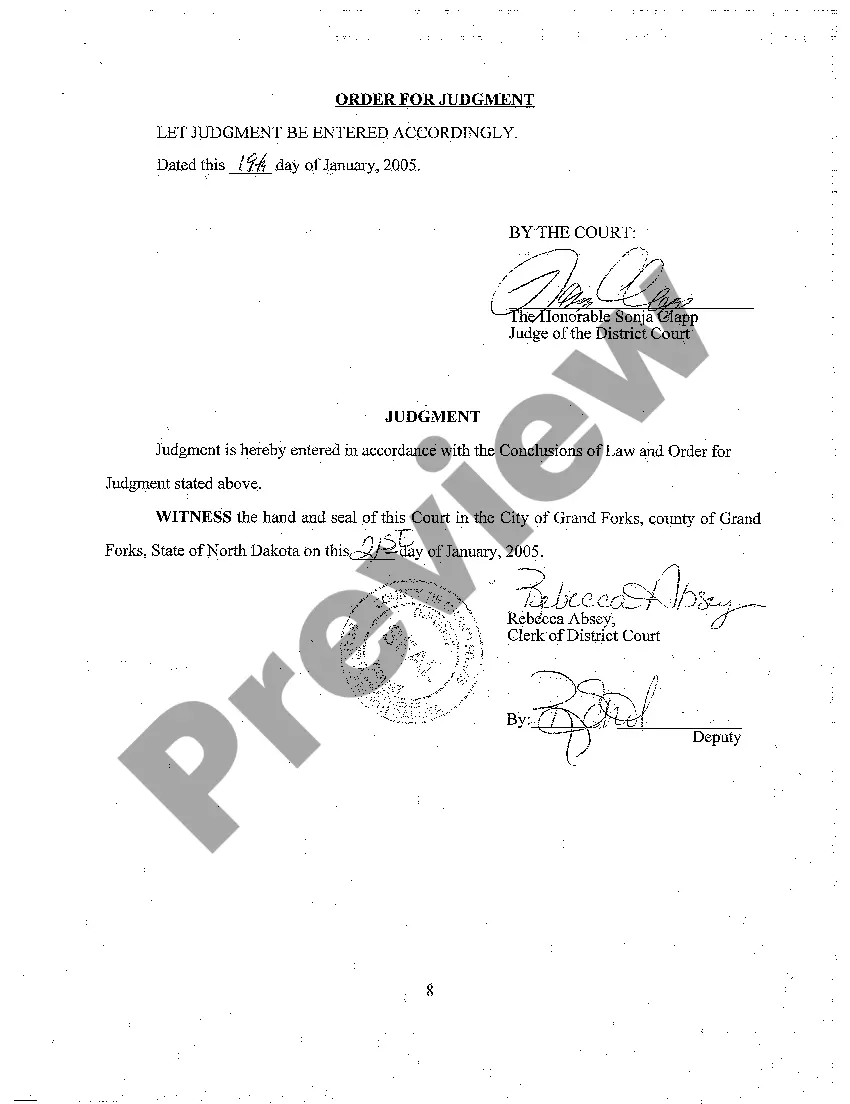 Get A04 Finding of Fact, Conclusion of Law, Order for Judgment and Judgment Preview A04 Finding of Fact, Conclusion of Law, Order for Judgment and Judgment