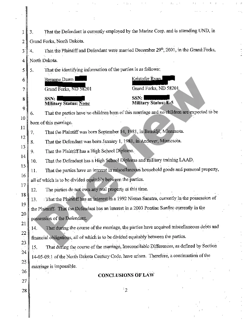 Get A04 Finding of Fact, Conclusion of Law and Order for Judgment Preview A04 Finding of Fact, Conclusion of Law and Order for Judgment