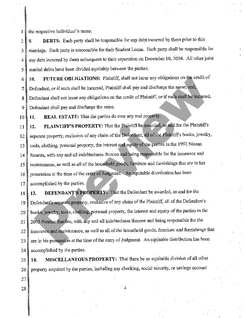 Get A04 Finding of Fact, Conclusion of Law and Order for Judgment Preview A04 Finding of Fact, Conclusion of Law and Order for Judgment