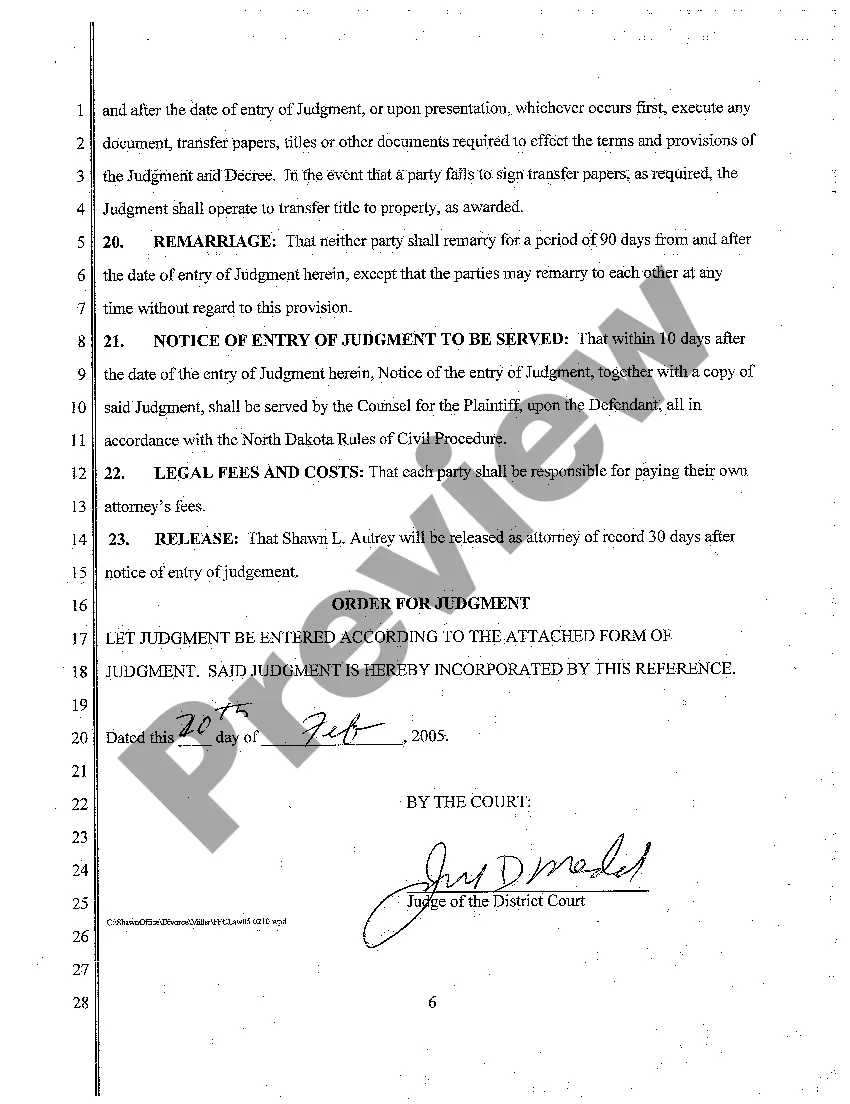 Get A04 Finding of Fact, Conclusion of Law and Order for Judgment Preview A04 Finding of Fact, Conclusion of Law and Order for Judgment