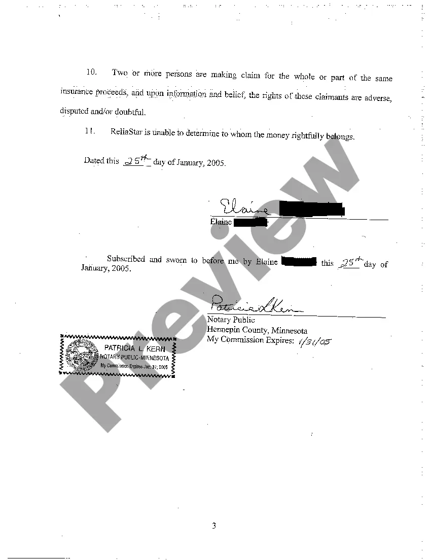 Preview A01 Motion for Ex Parte Order Allowing Deposit of Insurance Proceeds