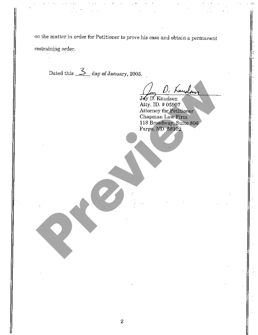 Get A01 Ex Parte Petition for Disorderly Conduct Restraining Order regarding behavior outside place of business and telephone calls Preview A01 Ex Parte Petition for Disorderly Conduct Restraining Order regarding behavior outside place of business and telephone calls