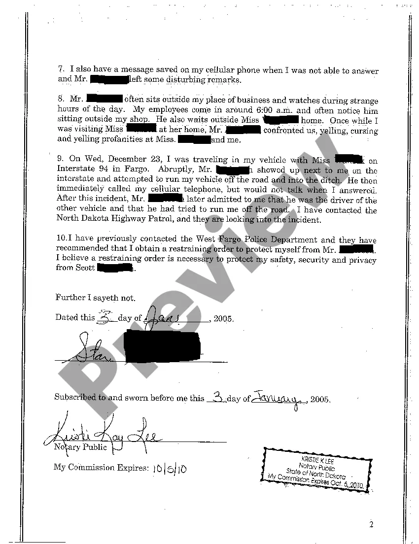 Get A01 Ex Parte Petition for Disorderly Conduct Restraining Order regarding behavior outside place of business and telephone calls Preview A01 Ex Parte Petition for Disorderly Conduct Restraining Order regarding behavior outside place of business and telephone calls