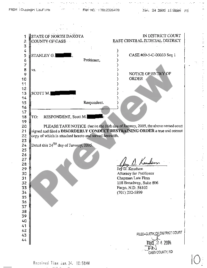 Preview A05 Disorderly Conduct Restraining Order