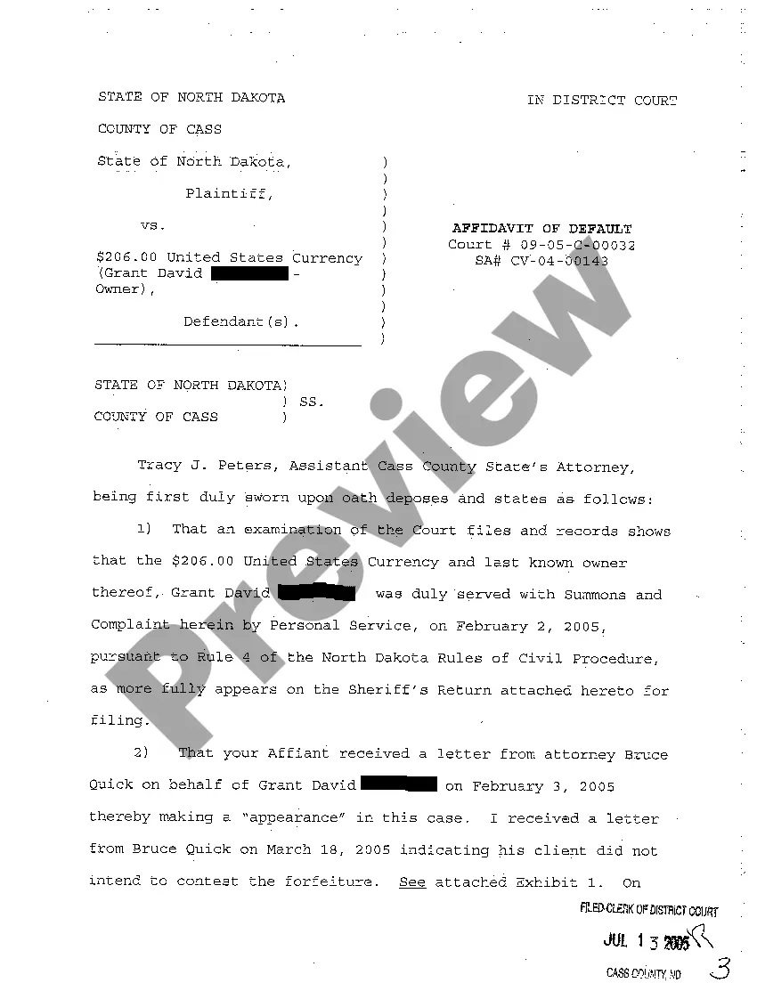 Get A01 Complaint for Asset Forfeiture regarding Cash Money Seized by Law Enforcement Officials Preview A01 Complaint for Asset Forfeiture regarding Cash Money Seized by Law Enforcement Officials