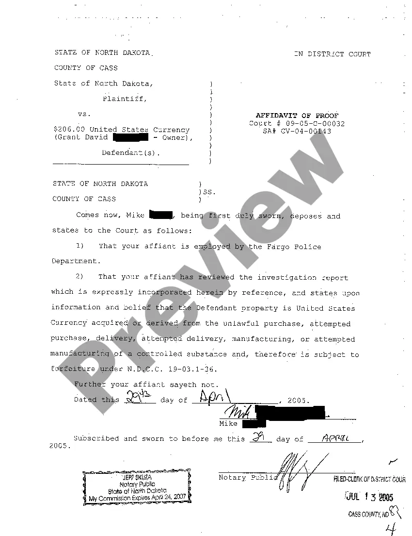 Get A01 Complaint for Asset Forfeiture regarding Cash Money Seized by Law Enforcement Officials Preview A01 Complaint for Asset Forfeiture regarding Cash Money Seized by Law Enforcement Officials