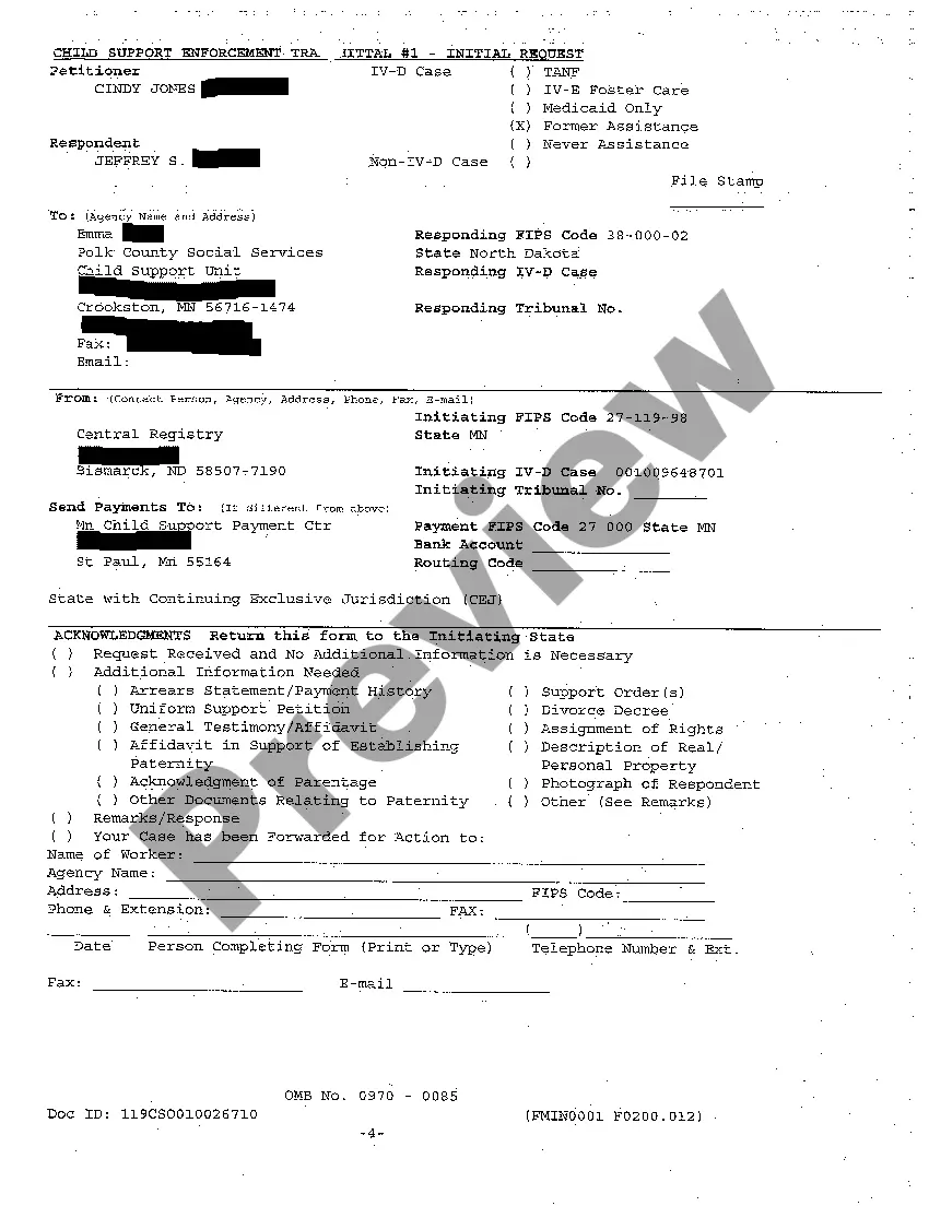Preview A02 Child Support Enforcement Transmittal
