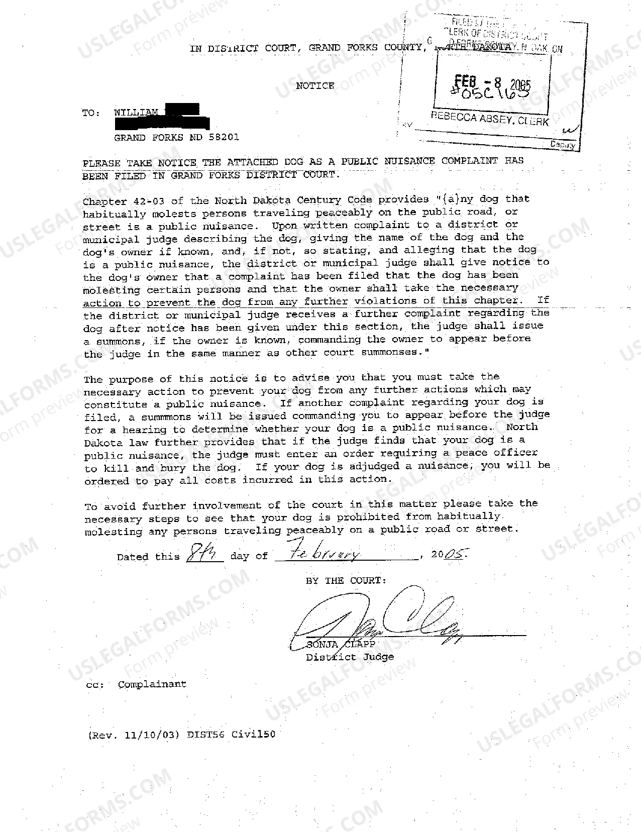 Preview Dog as a Public Nuisance Complaint