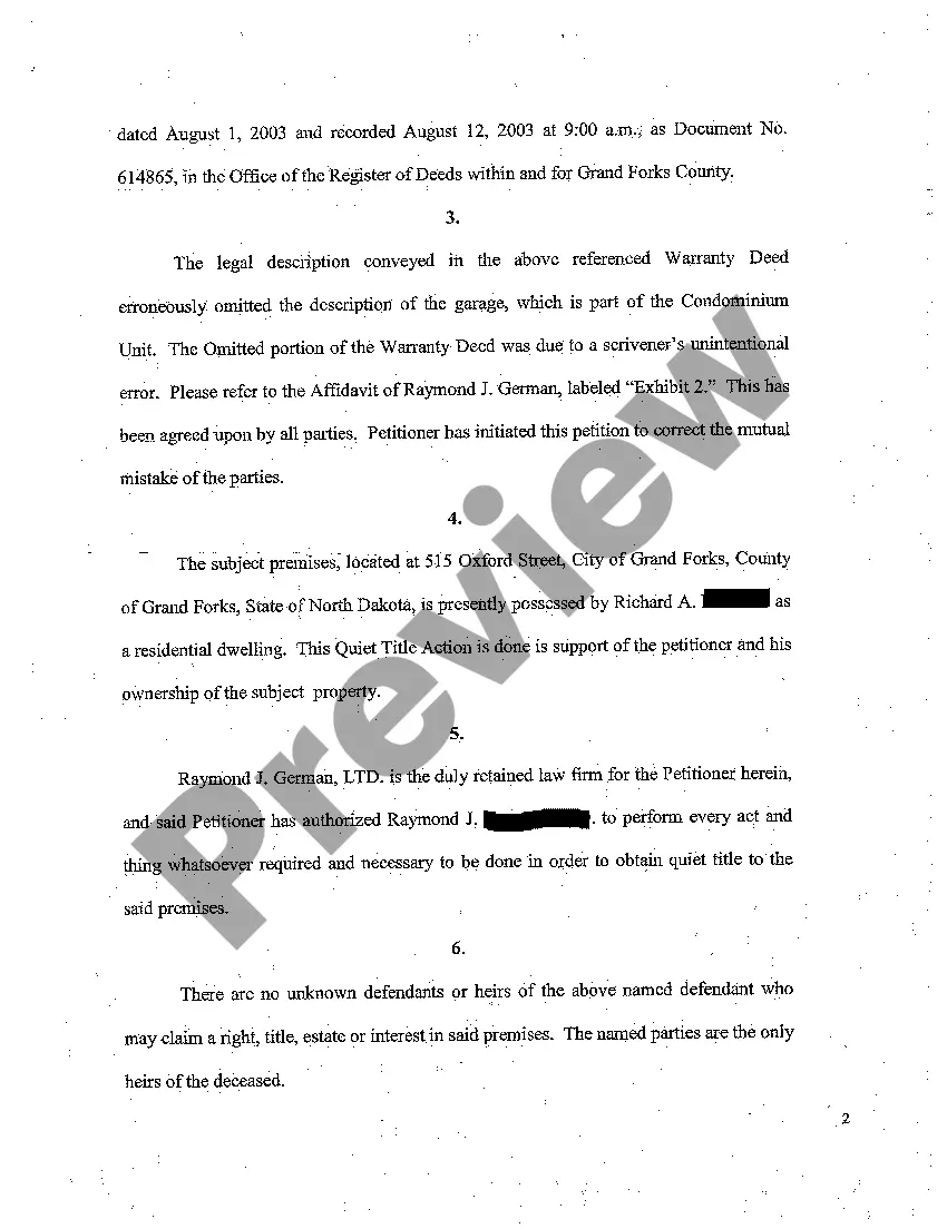 Preview A01 Petition for Reform of Deed