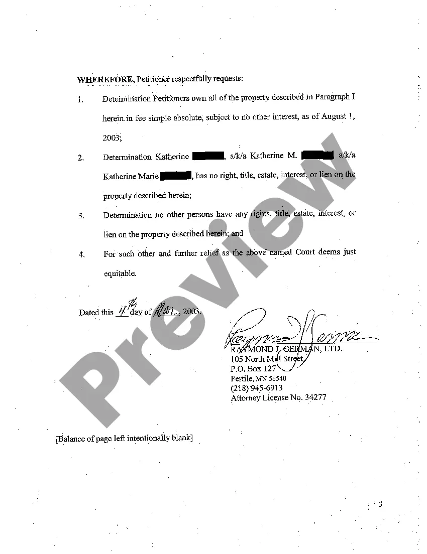 Preview A01 Petition for Reform of Deed