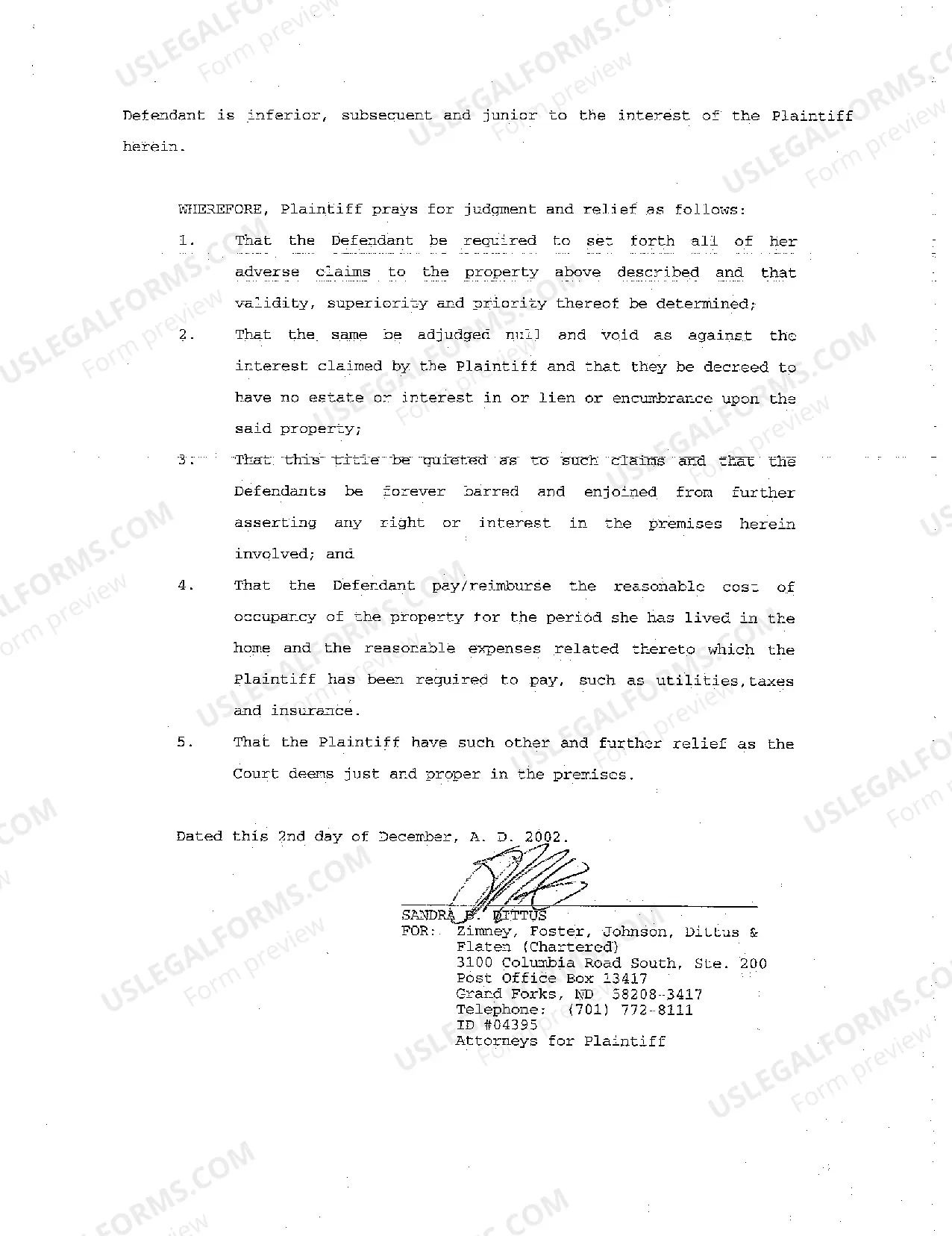 Preview A01 Complaint to Quiet Title of Residential Property with House