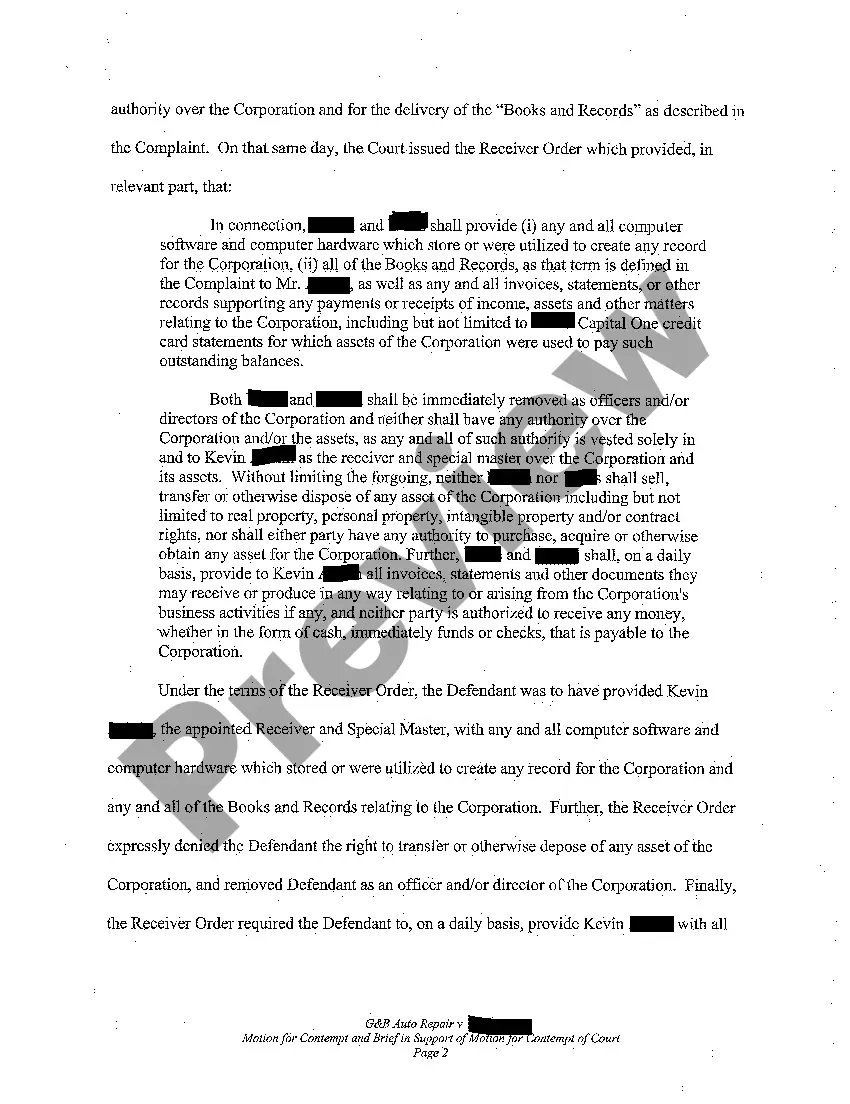 Preview A04 Motion for Contempt and Brief in Support of Motion for Contempt of Court