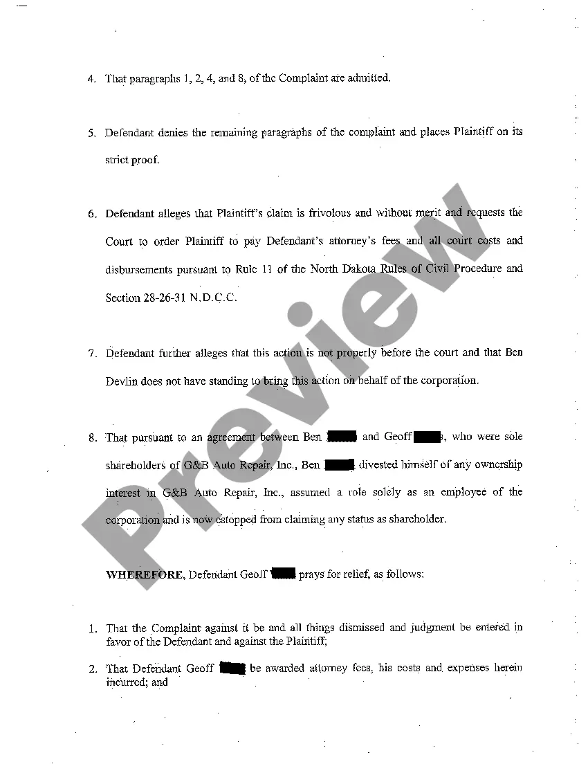 Get A05 Answer of Defendant Preview A05 Answer of Defendant