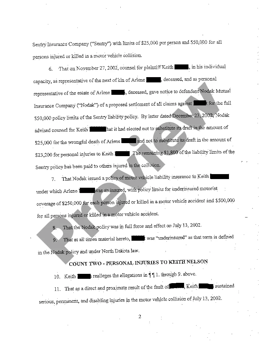 Get A01 Complaint for Wrongful Death Against At Fault Insured Preview A01 Complaint for Wrongful Death Against At Fault Insured