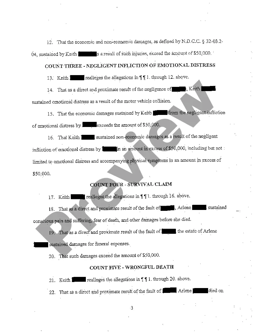 Get A01 Complaint for Wrongful Death Against At Fault Insured Preview A01 Complaint for Wrongful Death Against At Fault Insured