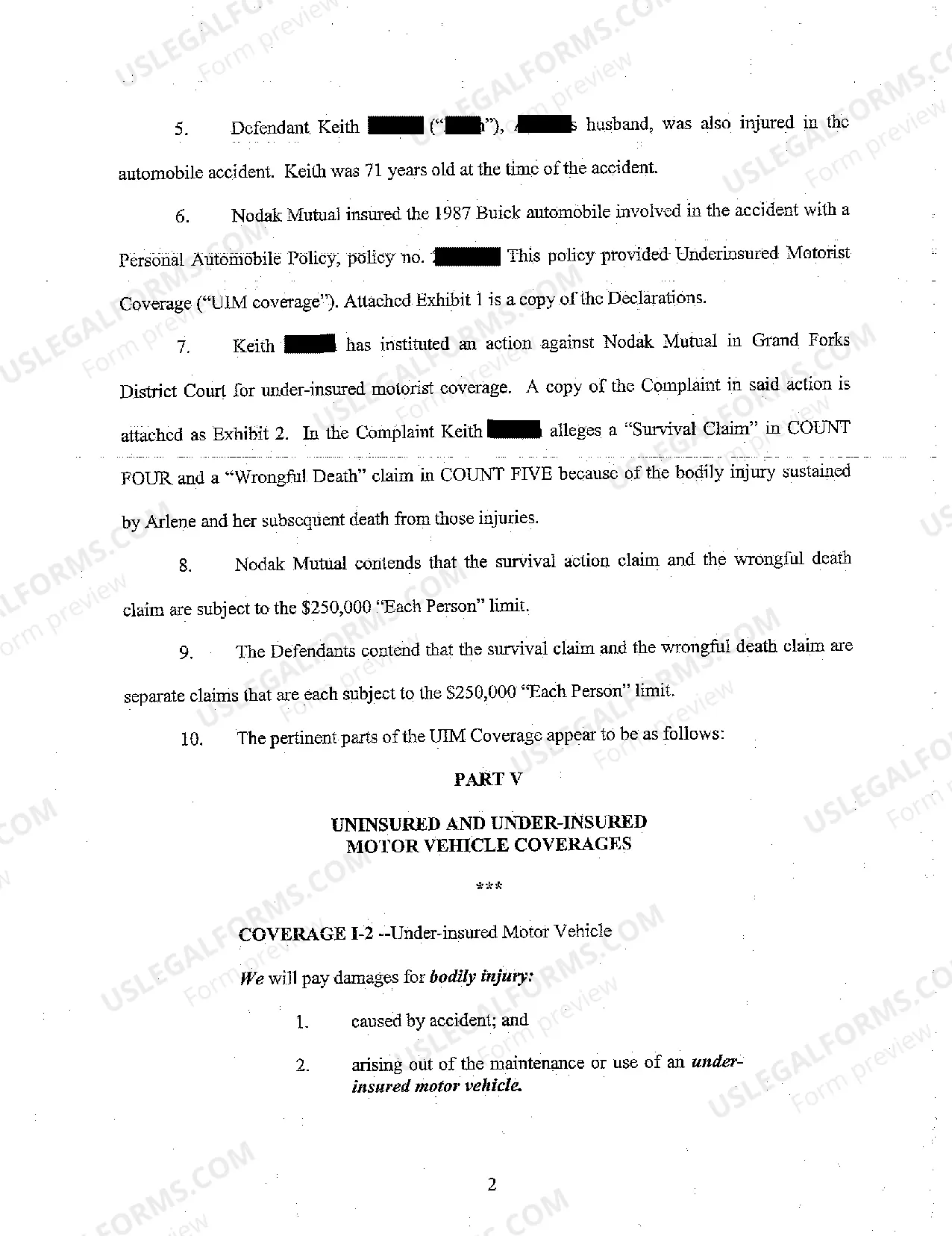 Preview A02 Complaint by Insurer Against Personal Representative of Deceased for Declaratory Judgment on Policy Limits