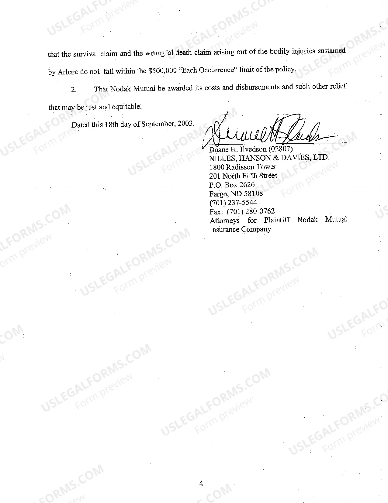 Preview A02 Complaint by Insurer Against Personal Representative of Deceased for Declaratory Judgment on Policy Limits