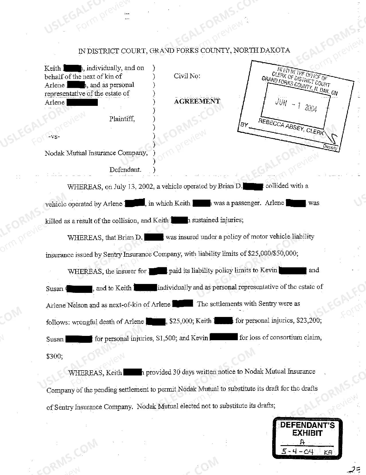 Preview A02 Complaint by Insurer Against Personal Representative of Deceased for Declaratory Judgment on Policy Limits