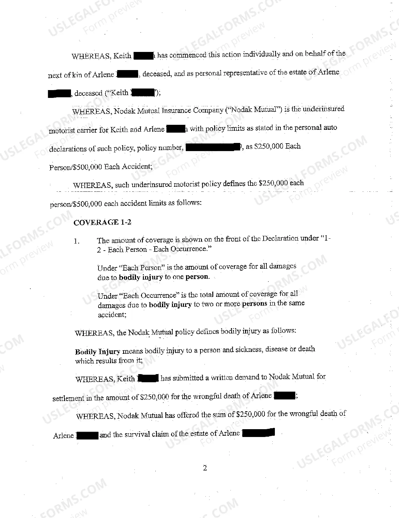 Preview A02 Complaint by Insurer Against Personal Representative of Deceased for Declaratory Judgment on Policy Limits