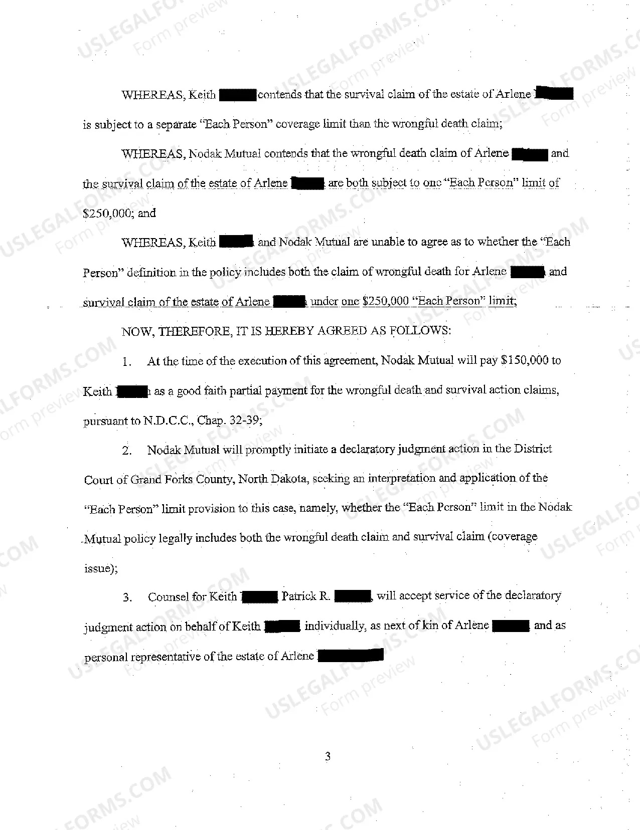 Preview A02 Complaint by Insurer Against Personal Representative of Deceased for Declaratory Judgment on Policy Limits