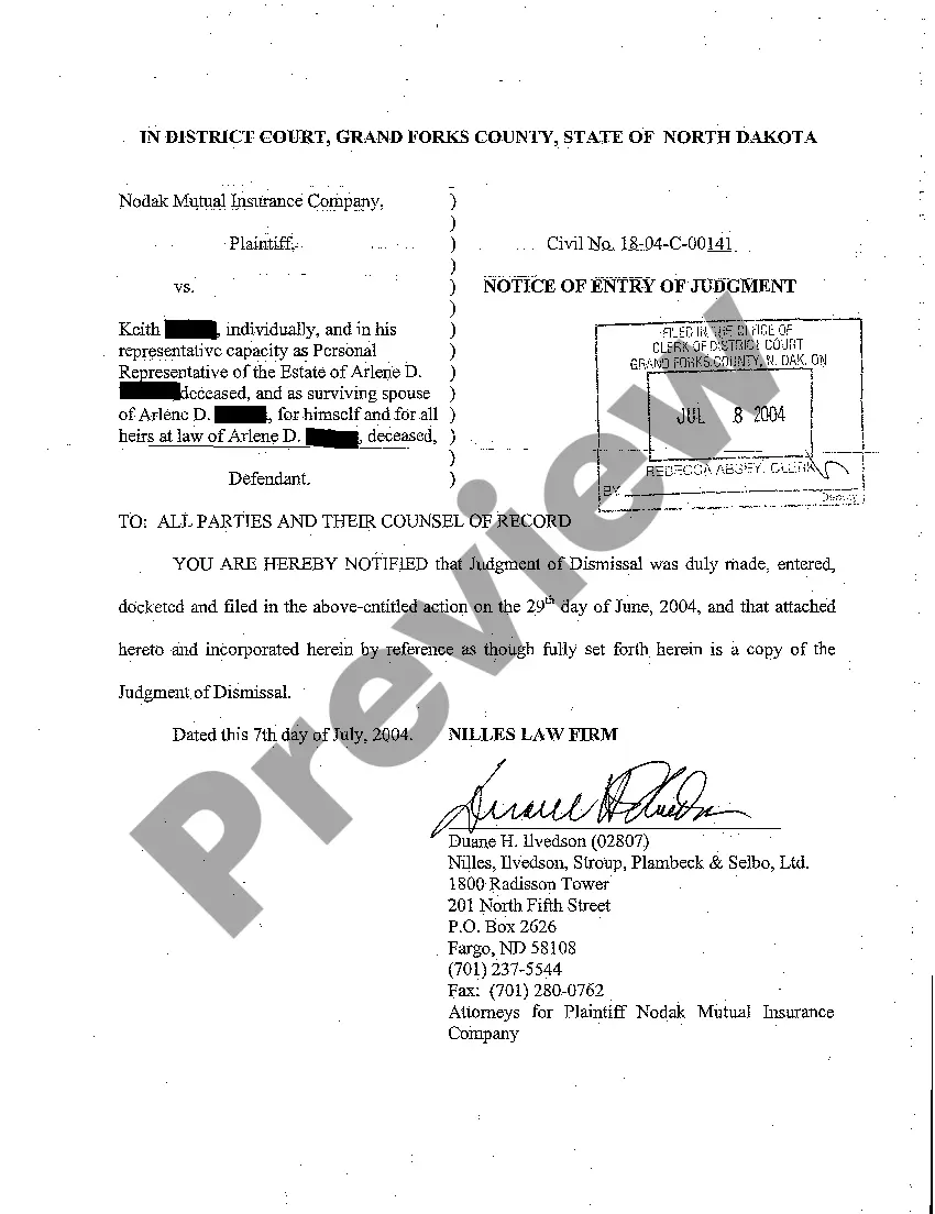 Preview A04 Judgment of Dismissal with Prejudice